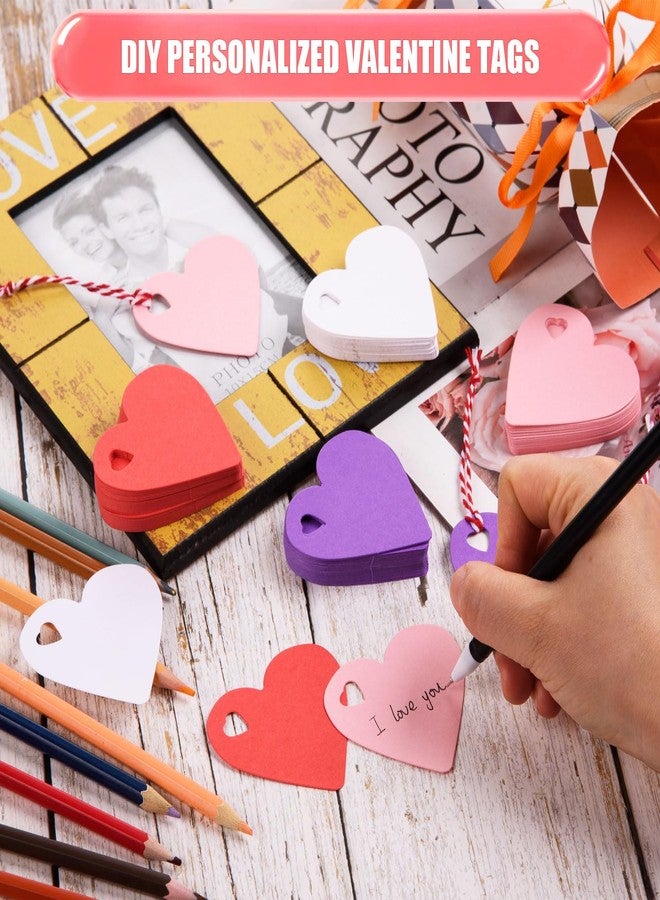 FOBSME 500 Pcs Heart Paper Gift Tags Valentine's Day Heart Tags Blank Hearts Hanging Label Paper Present Wrapping Tags with 328 Ft String for Mother's Day Weddings(Red, Pink, White, Purple) - Image 4