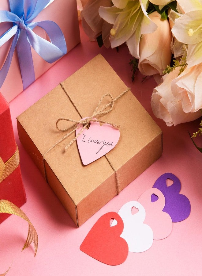 FOBSME 500 Pcs Heart Paper Gift Tags Valentine's Day Heart Tags Blank Hearts Hanging Label Paper Present Wrapping Tags with 328 Ft String for Mother's Day Weddings(Red, Pink, White, Purple) - Image 5
