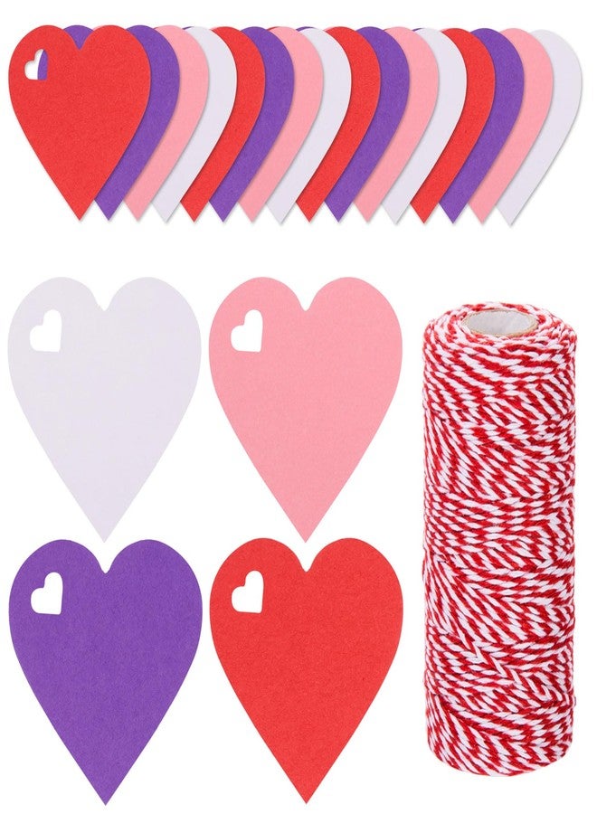 FOBSME 500 Pcs Heart Paper Gift Tags Valentine's Day Heart Tags Blank Hearts Hanging Label Paper Present Wrapping Tags with 328 Ft String for Mother's Day Weddings(Red, Pink, White, Purple) - Image 1