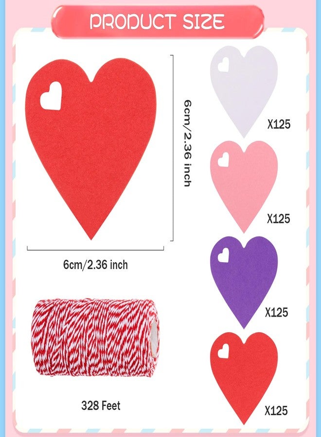 FOBSME 500 Pcs Heart Paper Gift Tags Valentine's Day Heart Tags Blank Hearts Hanging Label Paper Present Wrapping Tags with 328 Ft String for Mother's Day Weddings(Red, Pink, White, Purple) - Image 2