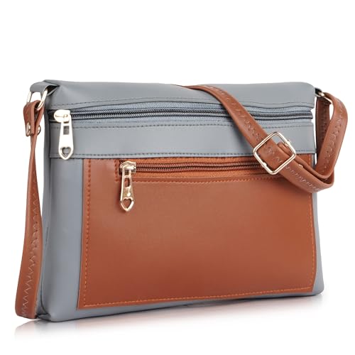 DANIEL CLARK Women Stylish Multi-Pocket Zip Closure Cross Body Bag| Travel Side Bag| Sling Pouch Bag|Messenger Shoulder Bag With Adjustable Strap (Grey, 23 X 17.7 X 5 Cm) - Image 1