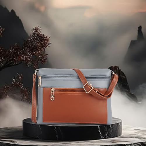 DANIEL CLARK Women Stylish Multi-Pocket Zip Closure Cross Body Bag| Travel Side Bag| Sling Pouch Bag|Messenger Shoulder Bag With Adjustable Strap (Grey, 23 X 17.7 X 5 Cm) - Image 2