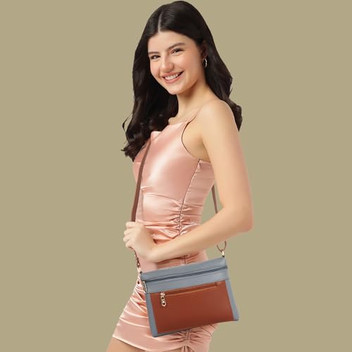 DANIEL CLARK Women Stylish Multi-Pocket Zip Closure Cross Body Bag| Travel Side Bag| Sling Pouch Bag|Messenger Shoulder Bag With Adjustable Strap (Grey, 23 X 17.7 X 5 Cm) - Image 3