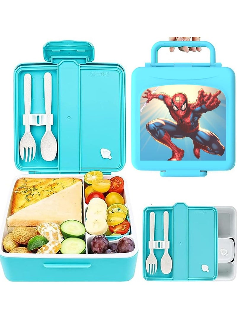 Kids Bento Lunch Box, 1300ml Bento Box Lunch Container with 4 Compartments, Sauce Jar Spoon Fork (Spiderman) - pzsku/Z1C83482C507EDFA8E89BZ/45/_/1692933258/d8acdcd8-5a8e-4db7-bc86-e1285de66e6d