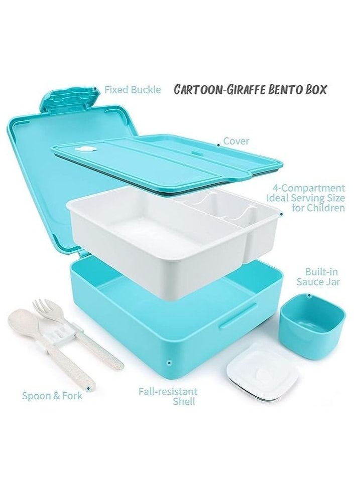 Generic - Kids Bento Lunch Box, 1300ml Bento Box Lunch Container with 4 Compartments, Sauce Jar Spoon Fork (Spiderman) - Image 1