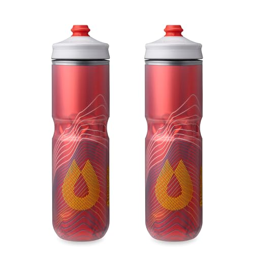 HydraPak | Polar Bottle - Polar Surge Insulated Bike Water Bottle 2-Pack - High Flow, Cycling & Sports Squeeze Bottle (Ascent Red, 700ml / 24oz) - Image 1