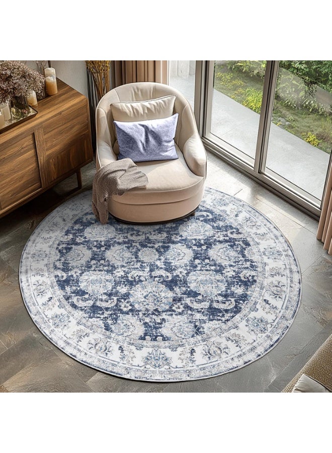 سجادة دائرية للأماكن الداخلية والخارجية بسمك 0.25 سم ، بتصميم 3D ، ضهر دوتس مانع للانزلاق ، مثالية لغرف النوم ، لغرف الصيوف ، حافظة سجاد ، غطاء سجادة - Image 1