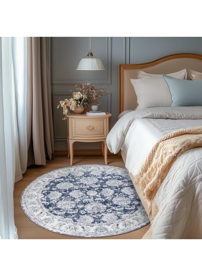 سجادة دائرية للأماكن الداخلية والخارجية بسمك 0.25 سم ، بتصميم 3D ، ضهر دوتس مانع للانزلاق ، مثالية لغرف النوم ، لغرف الصيوف ، حافظة سجاد ، غطاء سجادة - Image 2