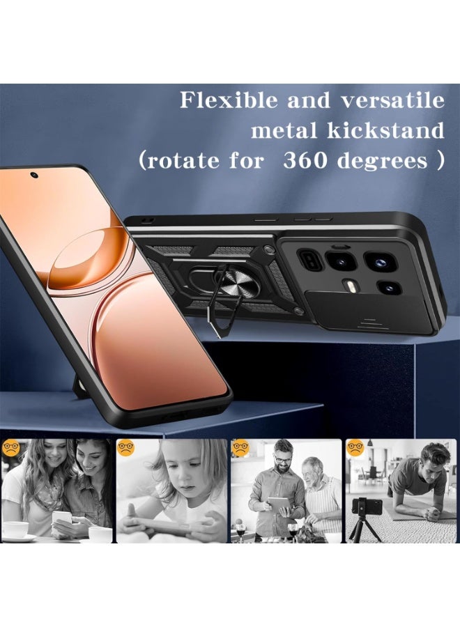 for Infinix Note 50 X Case Cover, Slide Camera Lens Cover, Magnetic Ring Holder Kickstand Protective Phone Case for Infinix Note 50 X, Black. - Image 3