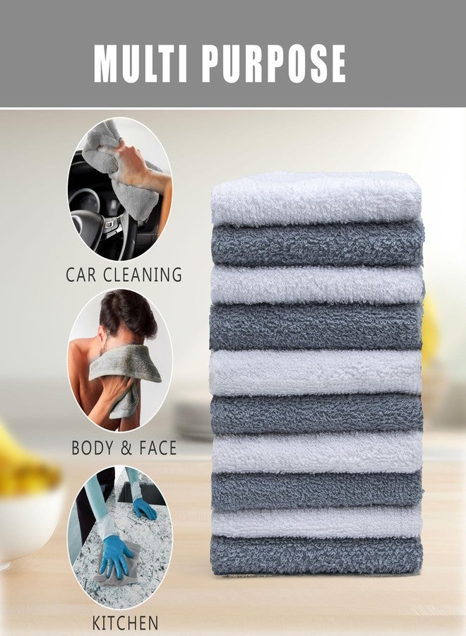 Textila Terry Washcloths - 12x12 Inches - Pack of 10 - Grey & White - Highly Absorbent, Soft Feel and Multipurpose Cotton Wash Cloths for Everyday Use - Image 4