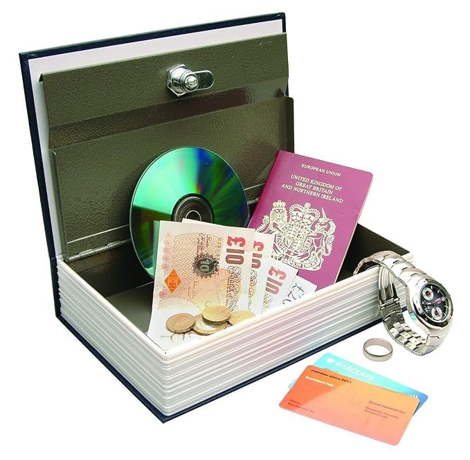Aspeona Dictionary Book Style Jewellery Money Safe Cash Box Locker With Key 180x115x55 mm Medium 240x155x55 mm - Image 3