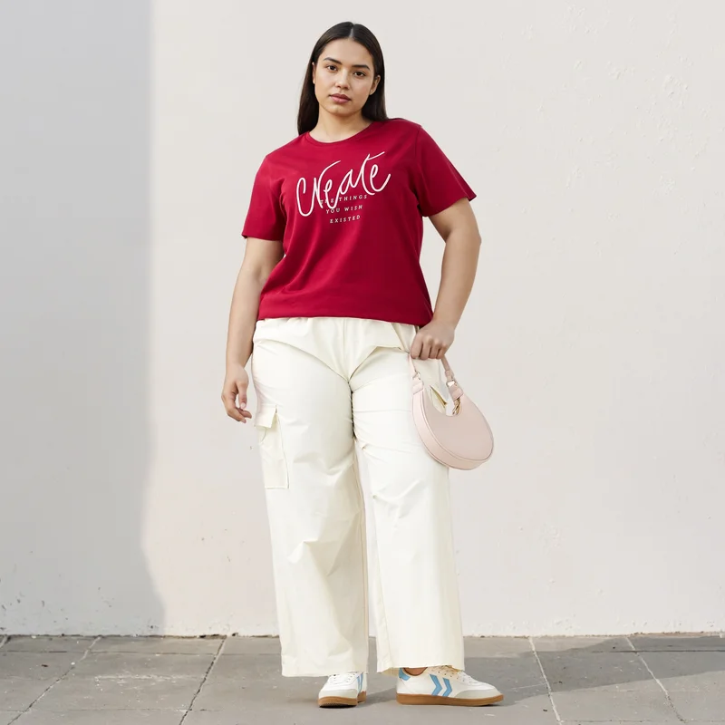 Ulla Popken Plus Size Ulla Popken Slogan Print T-shirt
