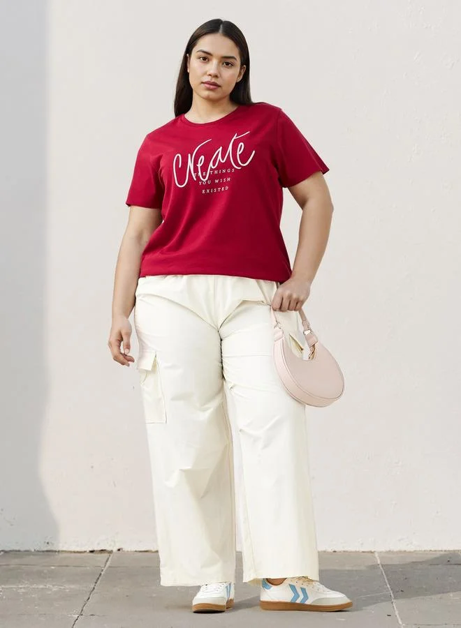 Ulla Popken Plus Size Ulla Popken Slogan Print T-shirt