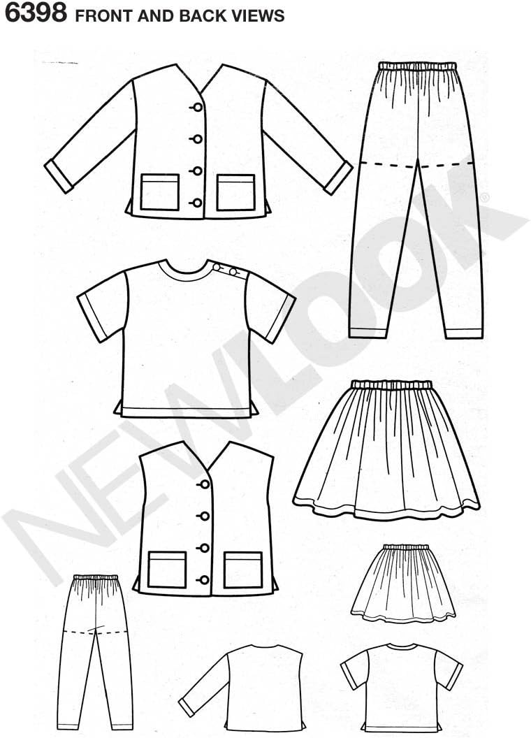 New Look Sewing Pattern 6398 for Kids - Unisex Top, Pants, Shorts, Skirt, and Reversible Jacket - Image 2
