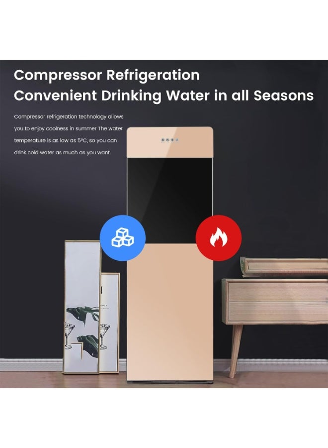 INFOSUN Bottom Loading Water Dispenser, 3 Temperature Settings - Hot, Room & Compression Refrigeration, Cooling Capacity 5-10°C L3/H, for Holds 3 or 5 Gallon Bottles-（Gold） - Image 3