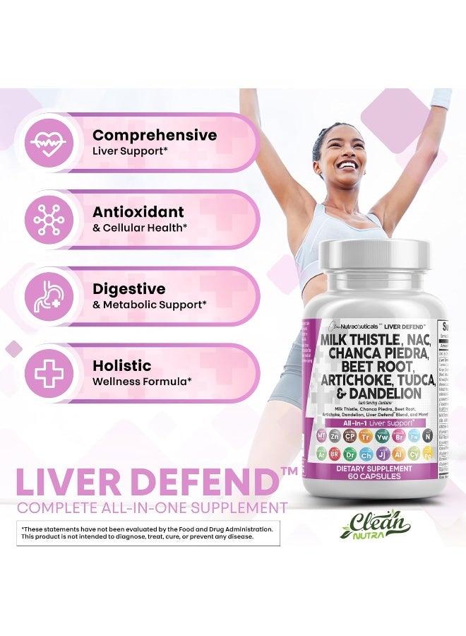 Clean Nutraceuticals Milk Thistle 3000mg NAC Chanca Piedra 2000mg Beet Root 2000mg Artichoke 2000mg Dandelion Root 1000mg - Liver Cleanse Detox & Repair Supplement Plus TUDCA Choline and Ginger - Made in USA 60 Caps - Image 5