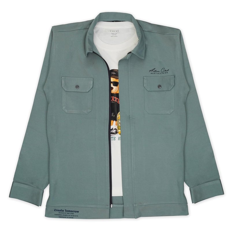 CAVIO Boys Full Sleeves Solid Jacket with T-Shirt - Image 1