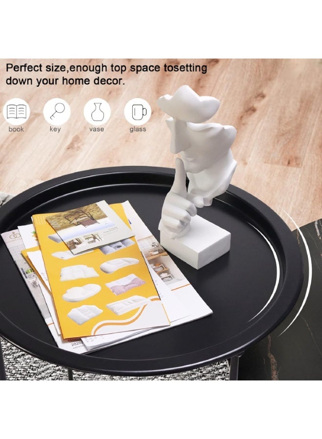 Nadrab Black round steel table, dimensions 47*47*50 cm - Image 4