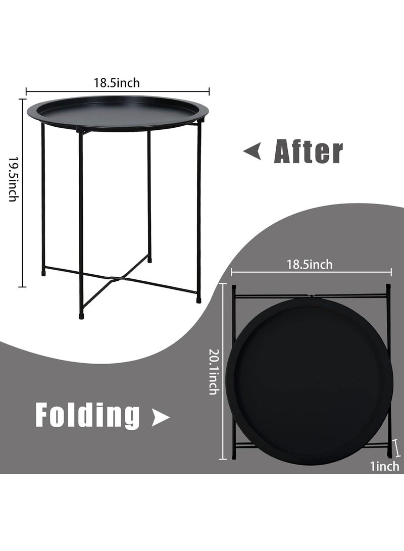 Nadrab Black round steel table, dimensions 47*47*50 cm - Image 3
