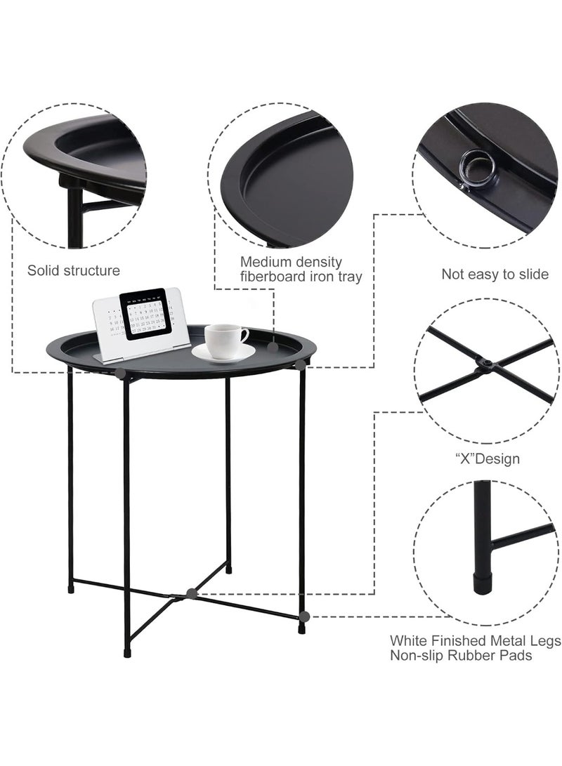 Nadrab Black round steel table, dimensions 47*47*50 cm - Image 5