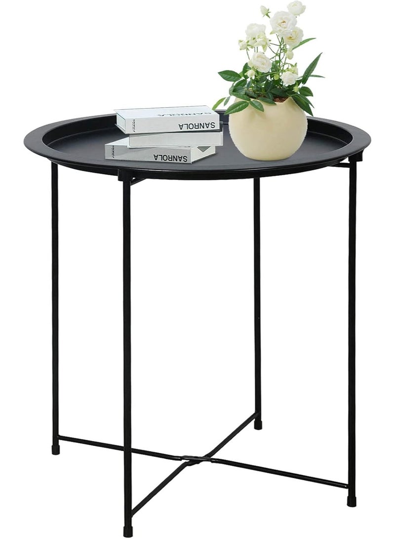 Nadrab Black round steel table, dimensions 47*47*50 cm - Image 1