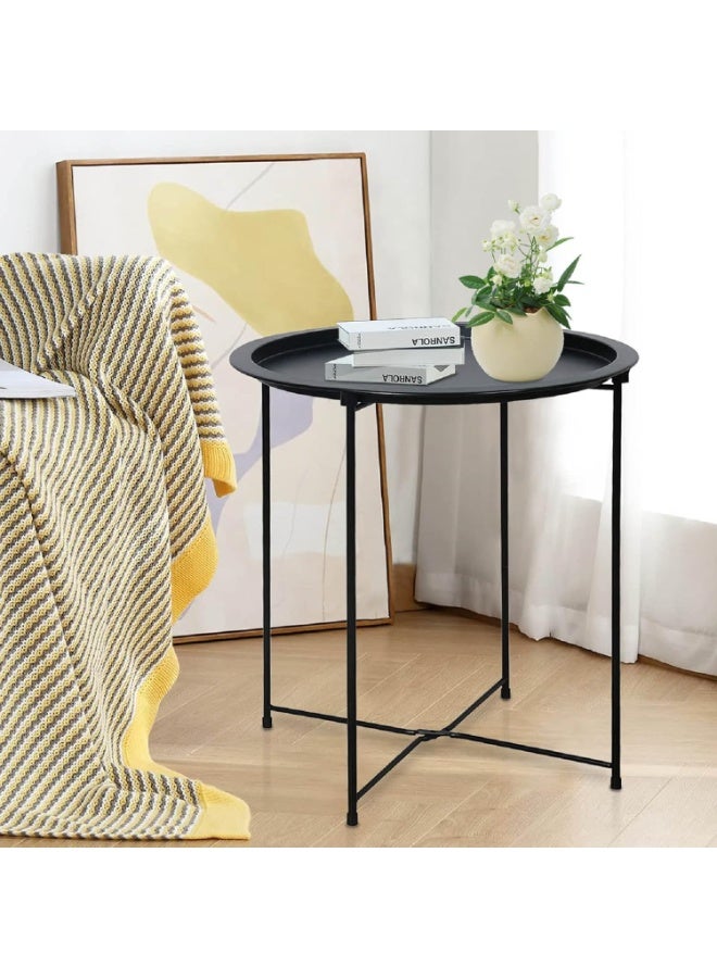 Nadrab Black round steel table, dimensions 47*47*50 cm - Image 2