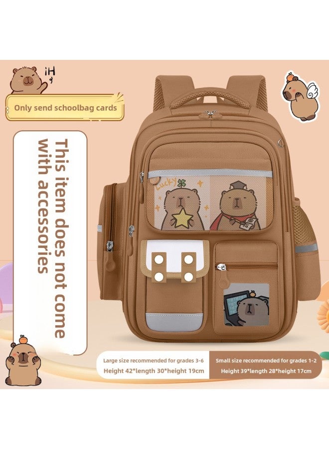 Kapibala Schoolbag Lightweight Children's Schoolbag Boys Primary And Secondary School Students Ridge Protection And Lightening Girls' Backpack Wholesale-Color:Coffee Color Capibala (single School Ba - Image 1