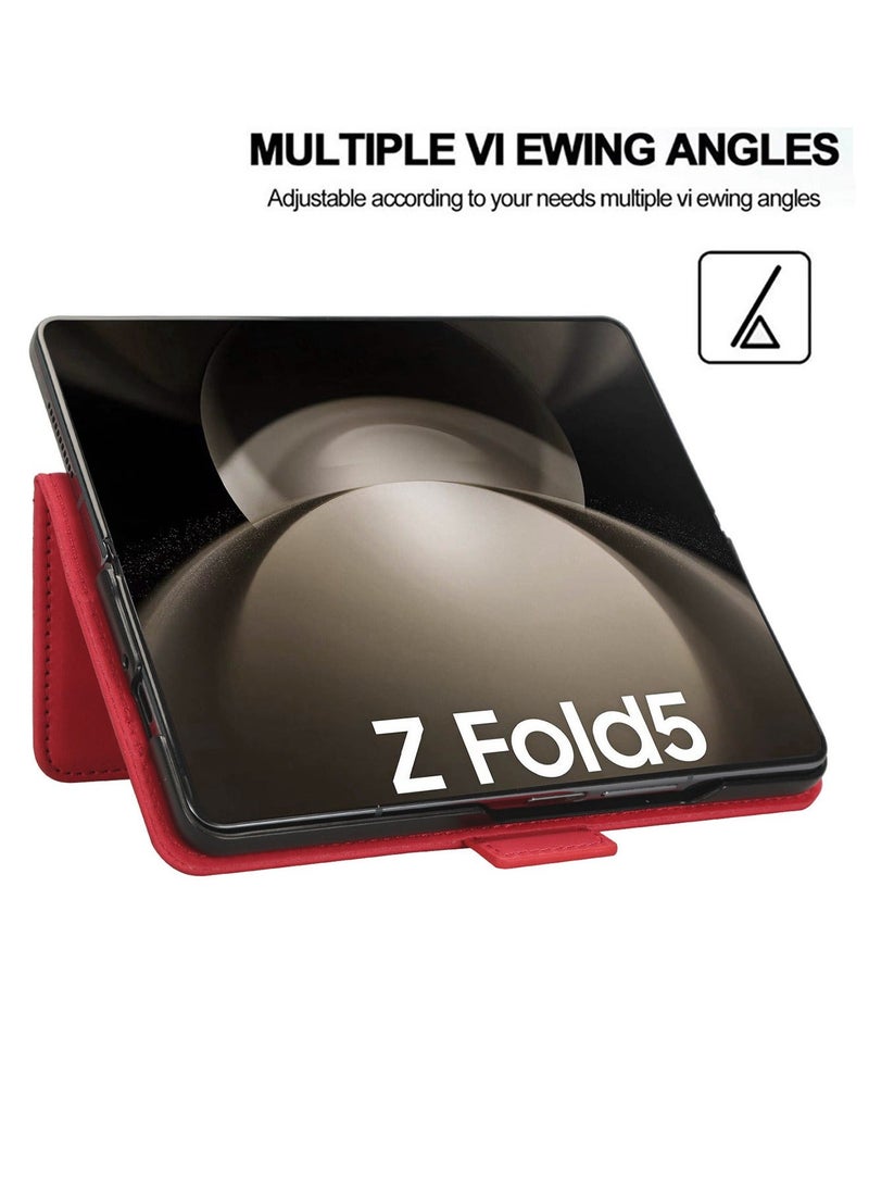 X-level Wallet Case for Samsung Galaxy Z Fold 5 Case with Pen Holder, PU Leather Cover with Card Holders, Wireless Charging Flip Magnetic Back Accessories Compatible for Z Fold 5 [Not Include the Pen] - Image 4