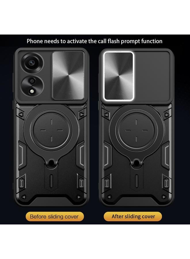 اس-توب جراب لهاتف OPPO A78 4G CD Texture Sliding Camshield حامل مغناطيسي للهاتف - Image 5