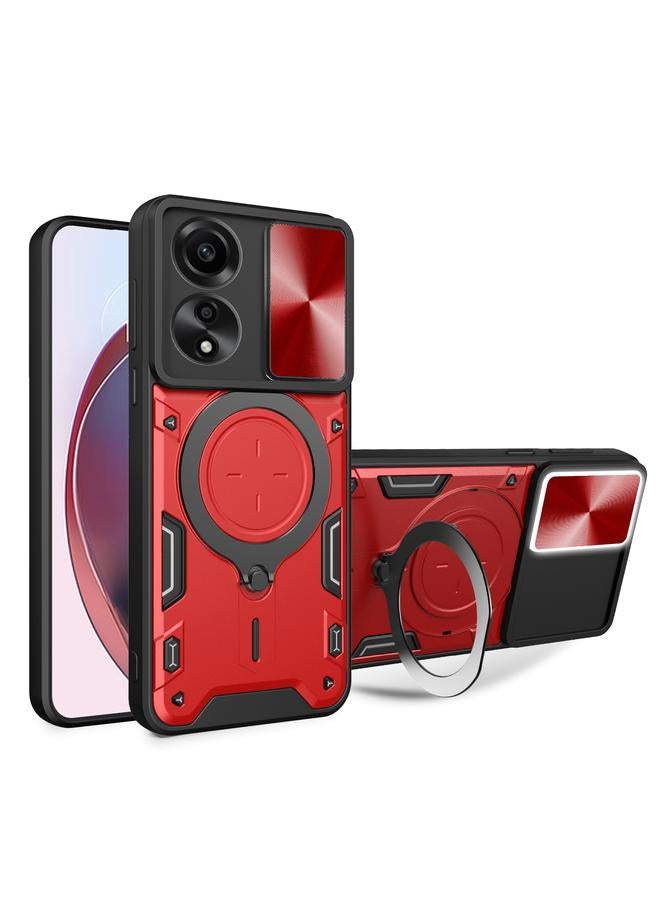 اس-توب جراب لهاتف OPPO A78 4G CD Texture Sliding Camshield حامل مغناطيسي للهاتف - Image 1