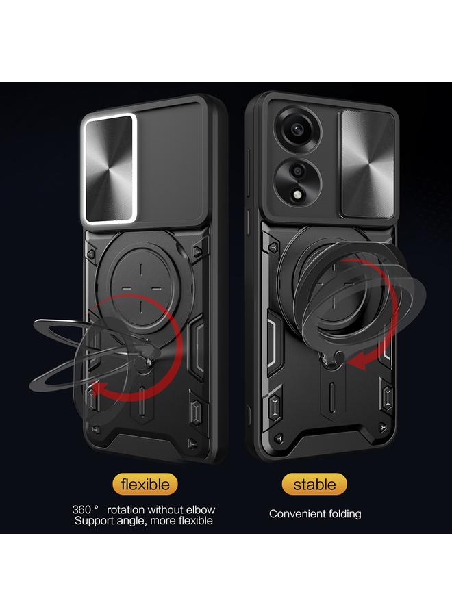 اس-توب جراب لهاتف OPPO A78 4G CD Texture Sliding Camshield حامل مغناطيسي للهاتف - Image 3