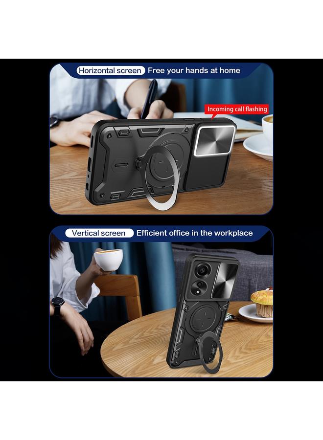 اس-توب جراب لهاتف OPPO A78 4G CD Texture Sliding Camshield حامل مغناطيسي للهاتف - Image 4