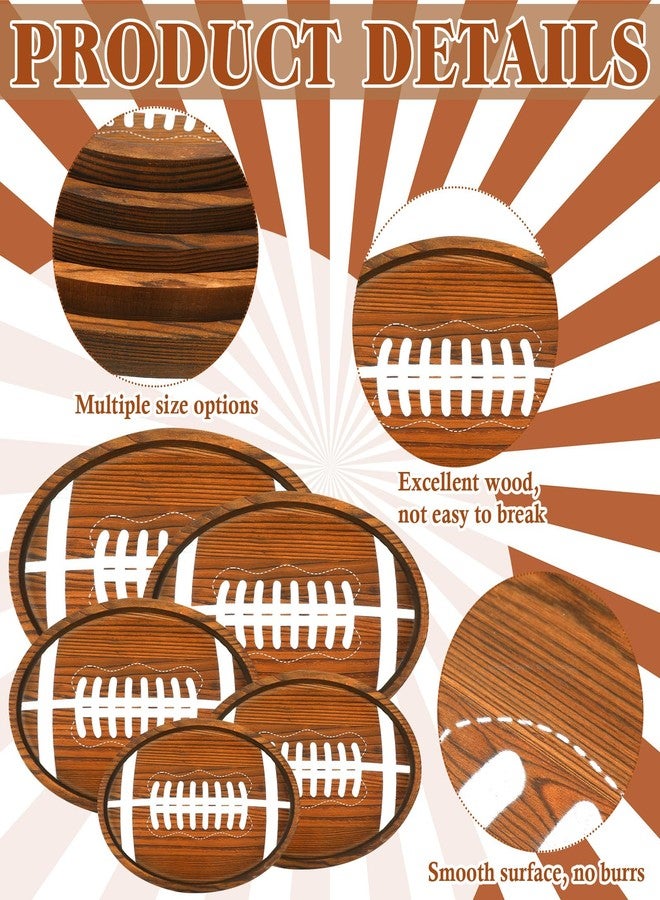 Nitial 5 Pcs Football Serving Trays Wooden Football Shaped Plates Snack Trays Serveware Tailgate Party Serving Platter for Game Party Decorations, 5 Sizes - Image 3