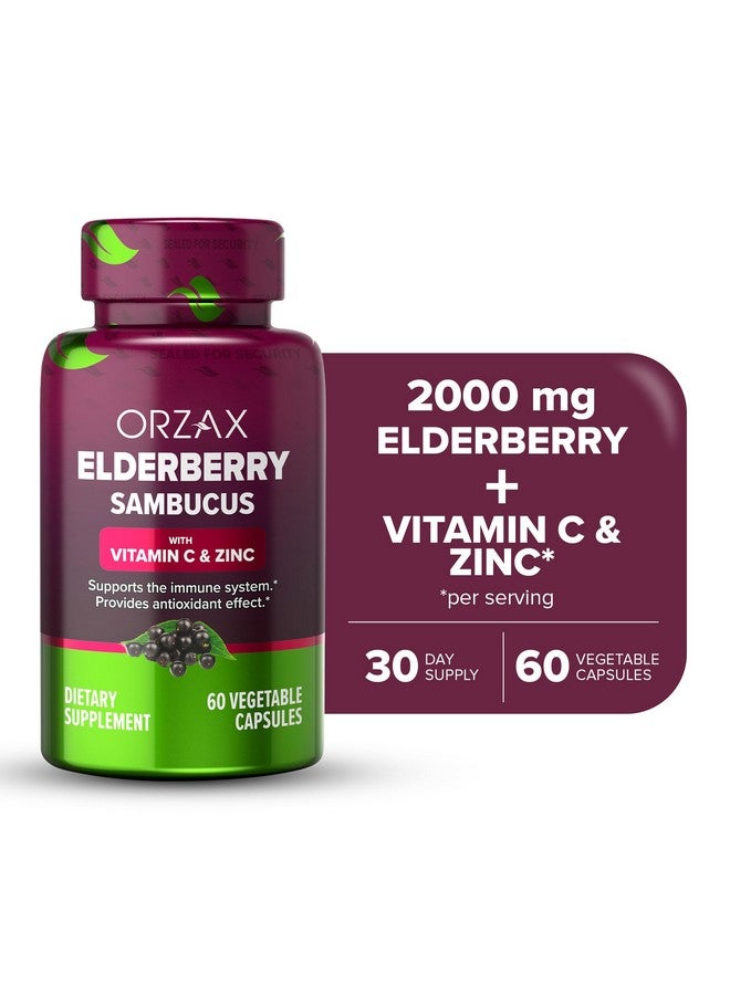 ORZAX Elderberry Capsules - Immune Support Supplement with Elderberry Vitamin C and Zinc - Antioxidants Supplement for Women and Men (60 Vegetable Capsules) - Image 5