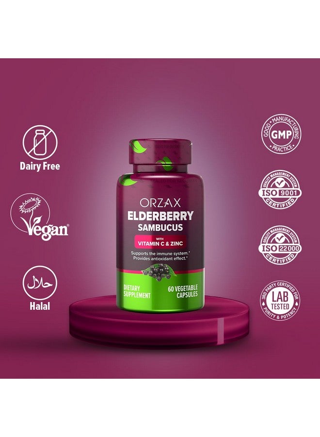 ORZAX Elderberry Capsules - Immune Support Supplement with Elderberry Vitamin C and Zinc - Antioxidants Supplement for Women and Men (60 Vegetable Capsules) - Image 4