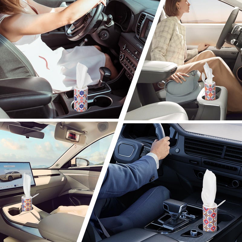 CarsonWorks Car Tissues Cylinder 4 Packs Canned Tissue Cylinder Tissue Boxes Fit for Car Cup Holder, Car Cup Holder Facial Tissues(4 Canisters/200 Tissues) - Image 4
