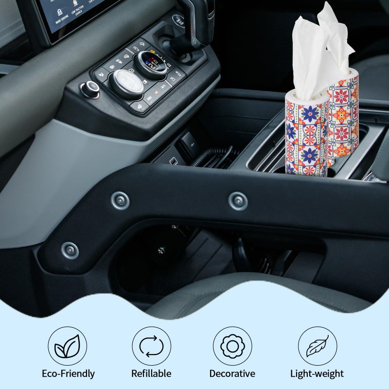 CarsonWorks Car Tissues Cylinder 4 Packs Canned Tissue Cylinder Tissue Boxes Fit for Car Cup Holder, Car Cup Holder Facial Tissues(4 Canisters/200 Tissues) - Image 5