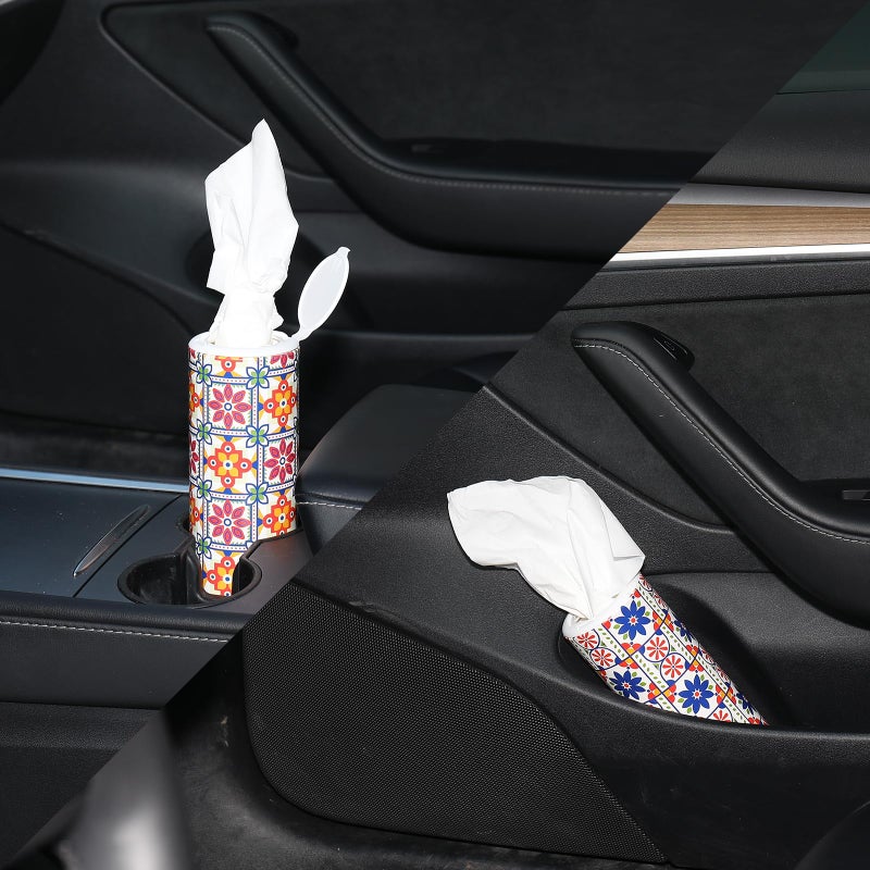 CarsonWorks Car Tissues Cylinder 4 Packs Canned Tissue Cylinder Tissue Boxes Fit for Car Cup Holder, Car Cup Holder Facial Tissues(4 Canisters/200 Tissues) - Image 3