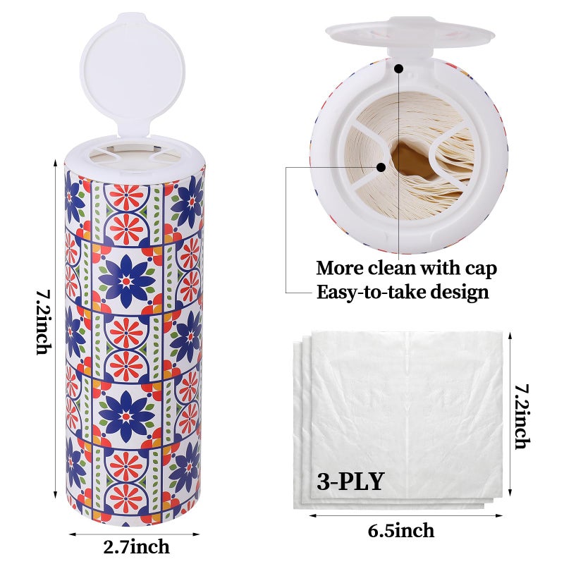 CarsonWorks Car Tissues Cylinder 4 Packs Canned Tissue Cylinder Tissue Boxes Fit for Car Cup Holder, Car Cup Holder Facial Tissues(4 Canisters/200 Tissues) - Image 2