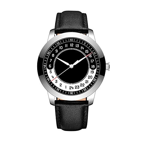 BOFAN 24 Hour Business Watches for Men Swiss Quartz Movement Waterproof Wrist Watch with Soft and Comfortable Genuine Strap(Black). - Image 1