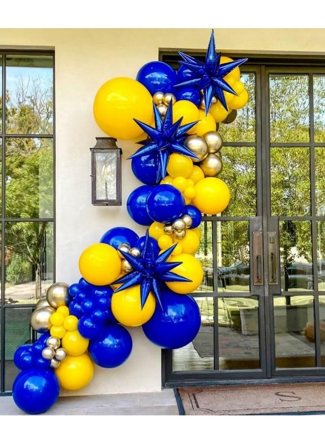 Biapian Blue And Yellow Balloon Arch Kit, Royal Blue White Yellow Balloon Garland Kit Latex Baloons With 4D Foil Star Balloons For Baby Shower Anniversary Birthday Wedding Graduation Office Party Diy - Image 4