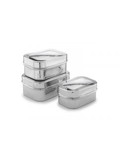 Expresso Stainless Steel Set of 3 pcs Food Storage Containers | Storage Box | Storage Dabba Set, Rectangle Shape_Dup