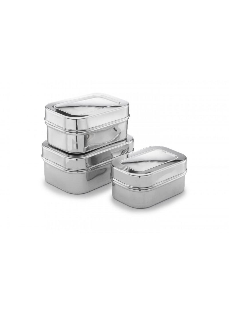 Expresso Expresso Stainless Steel Set of 3 pcs Food Storage Containers | Storage Box | Storage Dabba Set, Rectangle Shape_Dup  - Image 1
