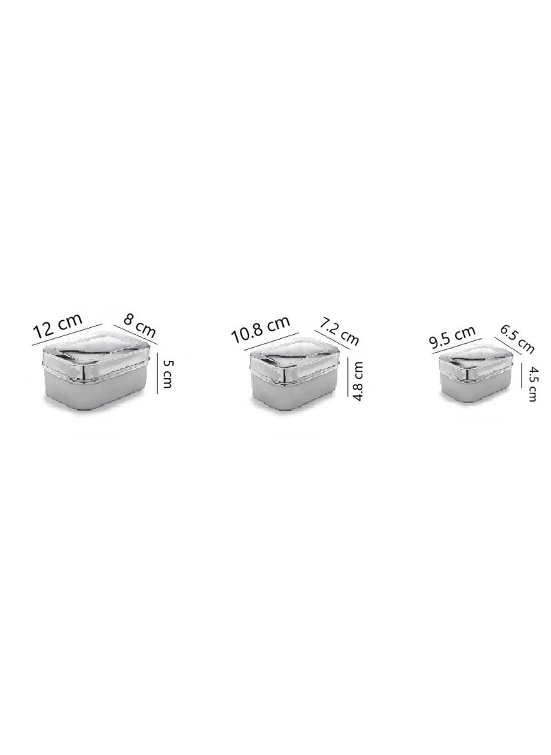 Expresso Expresso Stainless Steel Set of 3 pcs Food Storage Containers | Storage Box | Storage Dabba Set, Rectangle Shape_Dup  - Image 4