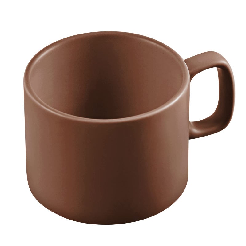VOBAGA Coffee Mug 11 oz Tea Cup with FlatBottom Warming Coffee Milk for Office and Home Brown