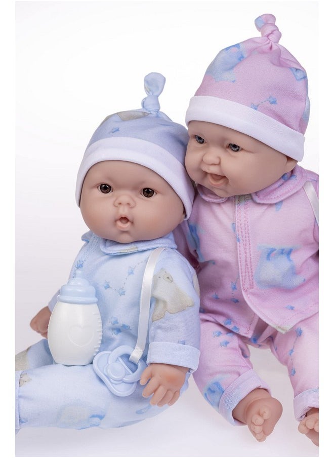 JC TOYS JC Toys Twins 13" Realistic Soft Body Baby Dolls Berenguer Boutique | Twins Gift Set with Removable Outfits and Accessories | Pink and Blue | Caucasian | Ages 2+  - Image 5