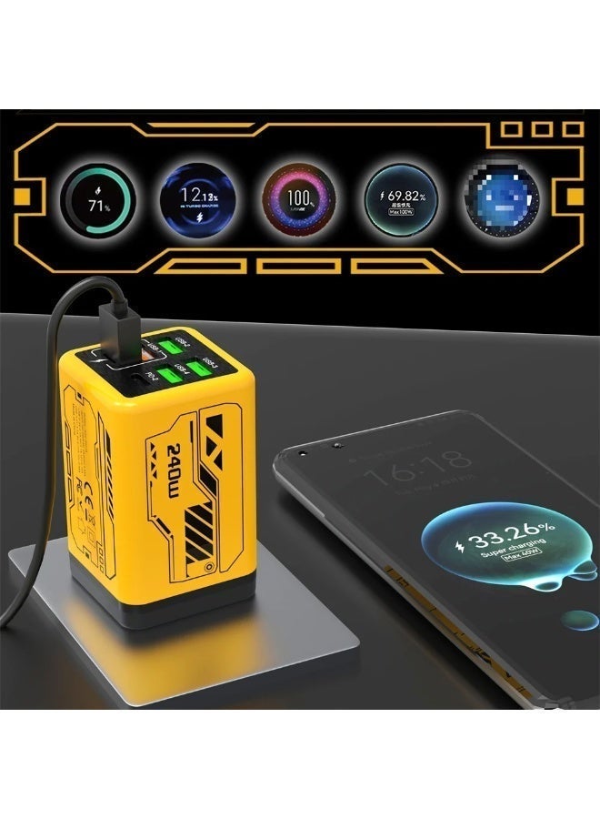 شاحن USB-C بستة منافذ بقوة 240 واط، يدعم الشحن السريع لأجهزة iPhone وSamsung وXiaomi من النوع C. - Image 2