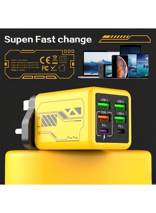 شاحن USB-C بستة منافذ بقوة 240 واط، يدعم الشحن السريع لأجهزة iPhone وSamsung وXiaomi من النوع C. - Image 3
