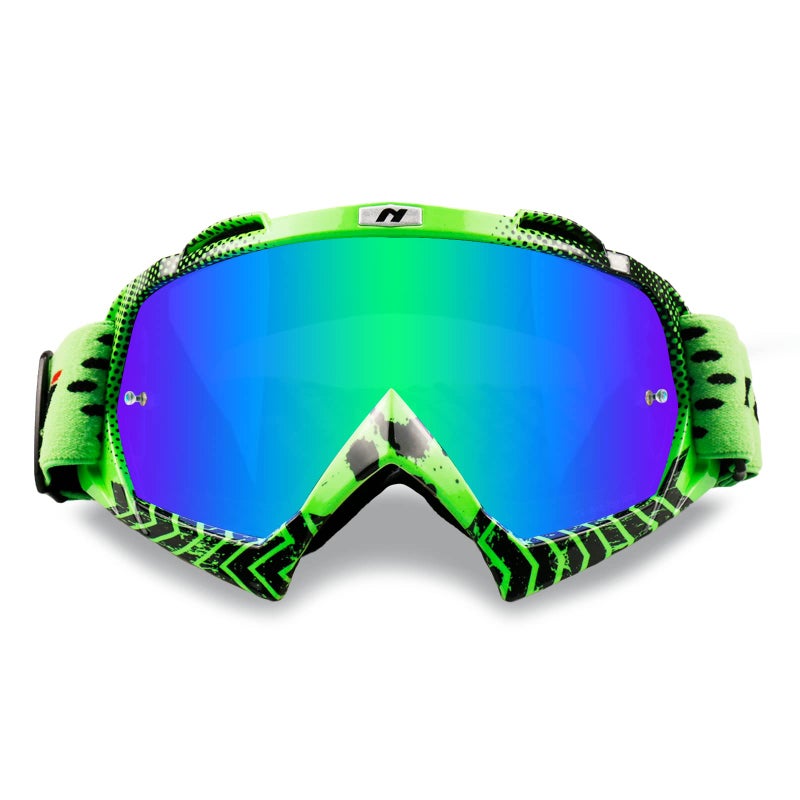 NENKI ATV Riding Goggles for Adults Dirt Bike Goggles Men Women Motocross Goggles OTG Racing Off Road MX Motorcycle Goggles Anti Fog UV Protection Dustproof Green Tinted Lenses