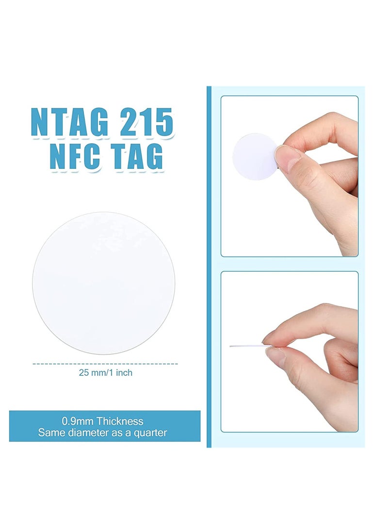 Excefore - NFC 215 Cards NTAG215 NFC Round Cards NFC 215 Card Tag Compatible with TagMo and Amiibo and NFC Enabled Mobile Phones and Devices, Round 25 mm (25 Pieces) - Image 1